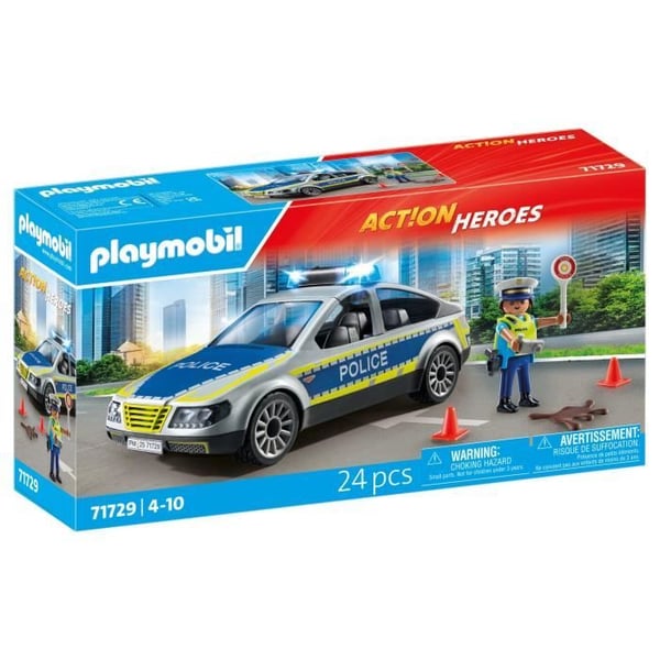 PLAYMOBIL 71729 Polisbil med siren och varningsljus, Action Heroes, Poliser, 24 delar, Från 4 år