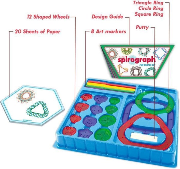 Spirograph - Roliga Former - 12 hjul - 8 märkare