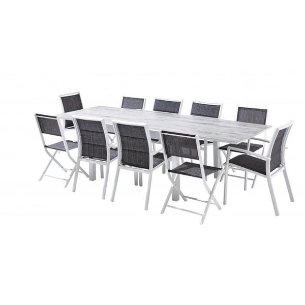 Trädgårdsmöbler Set ModuloWood T 6/10 + F 6 + C 4 Deco Glas Trä Vit Vit Wilsa Garden