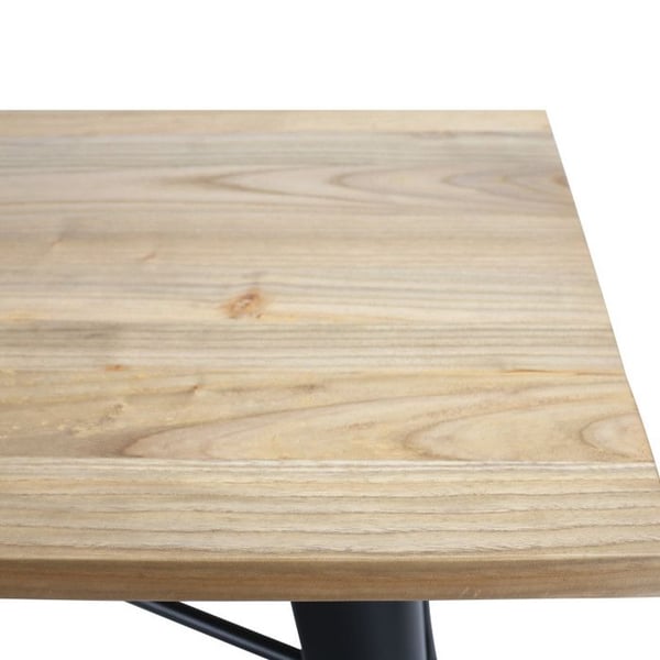 Rektangulärt bord 120×80 cm – Platta i ljust massivt trä och ben i matt svart metall – Industriell stil