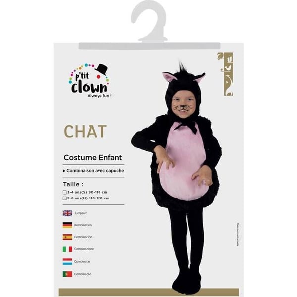 Kostym - Barn Katt - Svart - Overall med huva - Unisex