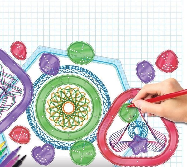 Spirograph - Roliga Former - 12 hjul - 8 märkare