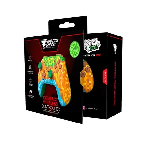DragonShock - PopTop Cube - Kompakt trådlös Bluetooth-controller för Nintendo Switch - Switch OLED - PC - Android