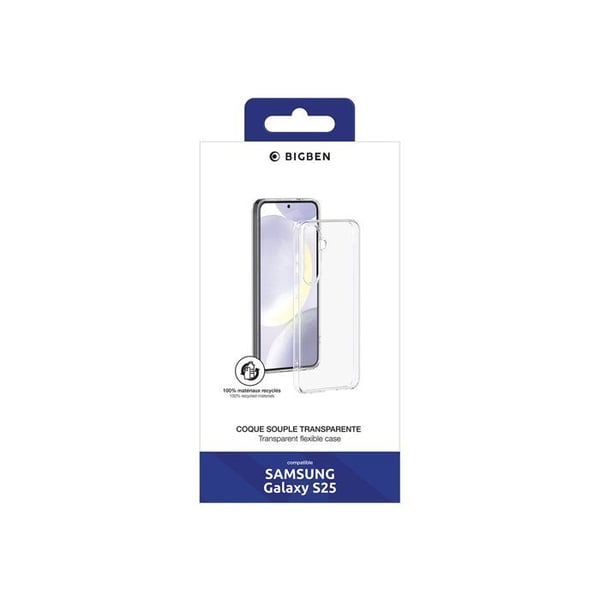 Skyddsskal - BigBen - Samsung Galaxy S25 - Flexibelt - Transparent - Ekodesignat