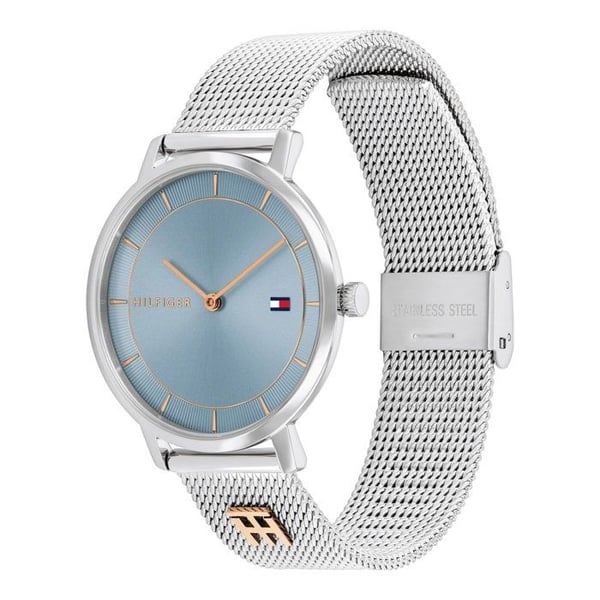 Damsurväska Tea Tommy Hilfiger 35 mm stål silverfärgad med ljusblå urtavla