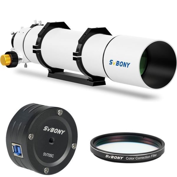 Svbony SV48P 102mm F6.5 Teleskop OTA för astronomisk fotografering med SV705C Astro Färgkamera, SV231 Teleskopfilter