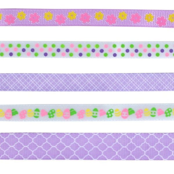 MégaCréa DIY - Tryckt band vår lila 90 cm 5 stycken