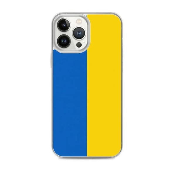 Telefonfodral – Ukrainas Flagga – Kompatibel med iPhone 13 Pro Max – Mjuk Fodral – Motståndskraftig och Stötsäker - Silikon - Pixelforma
