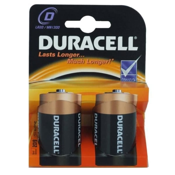 2 Alkaline Duracell D / LR20 batterier