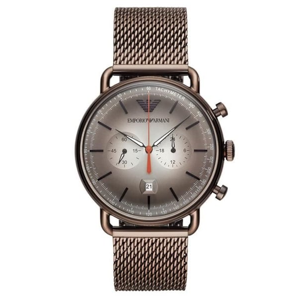 EMPORIO ARMANI Herrklocka - Brunt stål - Kvarts - Mineralglas - Analog