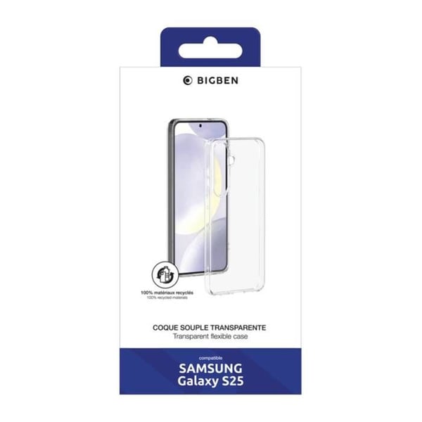 Skyddsskal - BigBen - Samsung Galaxy S25 - Flexibelt - Transparent - Ekodesignat