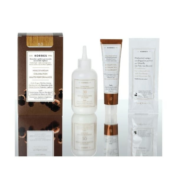 Korres arganolja permanent färg 8.3 ljus gyllene blond