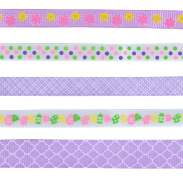 MégaCréa DIY - Tryckt band vår lila 90 cm 5 stycken