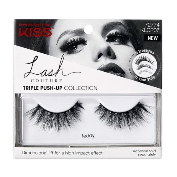 KISS LASH 3D VOLUME Collection Triple Push-Up Teddy - Set med 3D-effekt lim som ger tjocka och långa fransar
