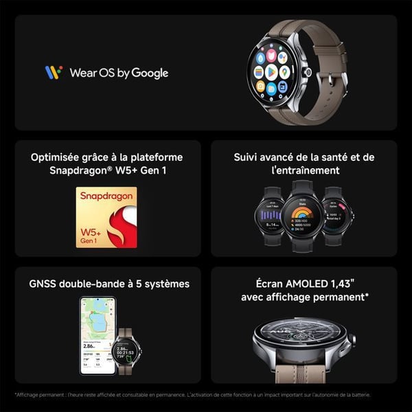 Smartklocka - XIAOMI - Mi Watch 2 Pro - 46 mm - Bluetooth - Svart gummiband