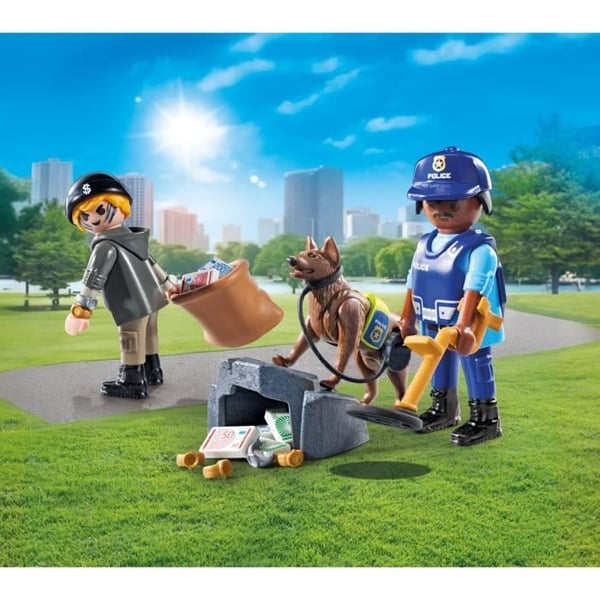 PLAYMOBIL 71731 Polis med sökhund och tjuv, Action Heroes, Poliser, 27 delar, Från 4 år