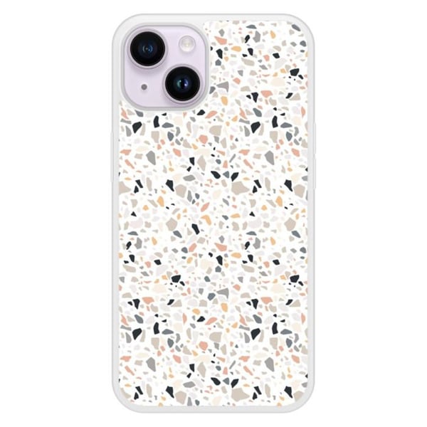 Förstärkt silikonfoder med tryck kompatibel med Apple iPhone 14 Terrazzo färg