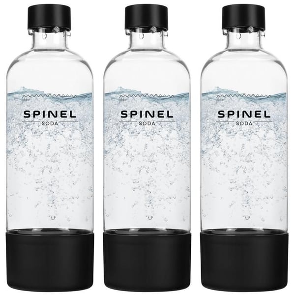 Sats med 3 kolsyrebottles - Spinel Soda - BubbleON - 1L BPA-fri - återanvändbar flaska