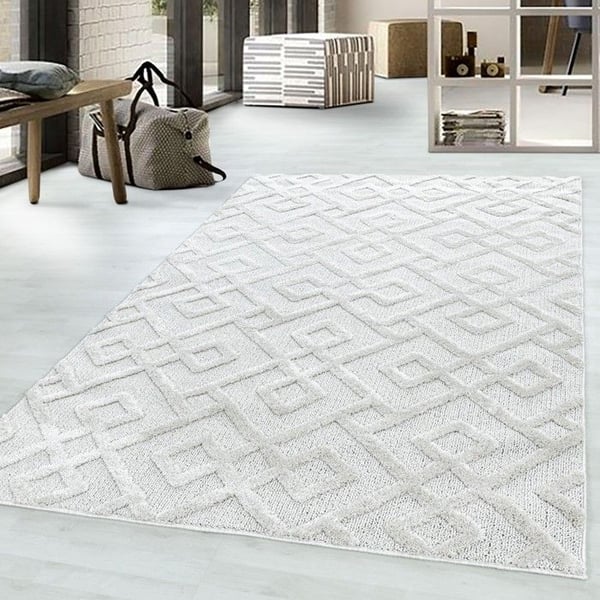Matta - MELIS HOME - Geometrisk design - Kräm - 60x110 cm - Långt hår