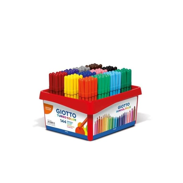 Färgpennor - Giotto Turbo Color - 144-pack - Spets 2,8 mm - Vattenbaserat, tvättbart bläck