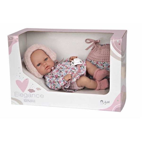 Färgglad docka - Arias - ELEGANCE - 30 cm - Grå Natal - Multifunktionell väska - Vinyl - Flicka - Modern - Glänsande