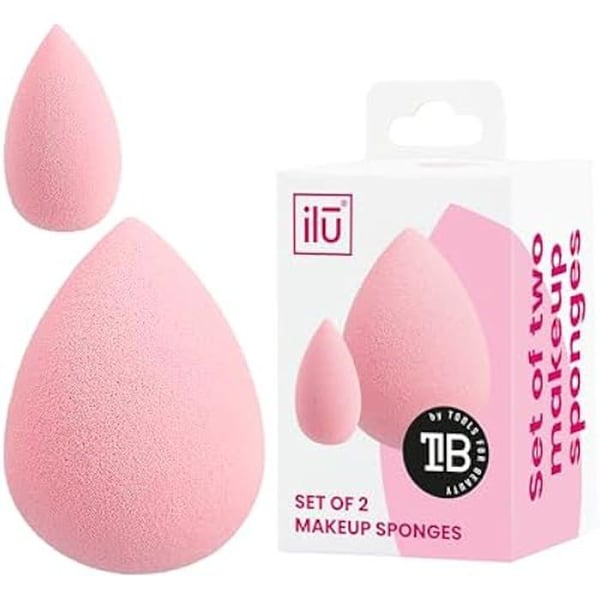 Sminksvamp - T4B ILU - Set med 2 - Rosa färg - För kosmetika och puder