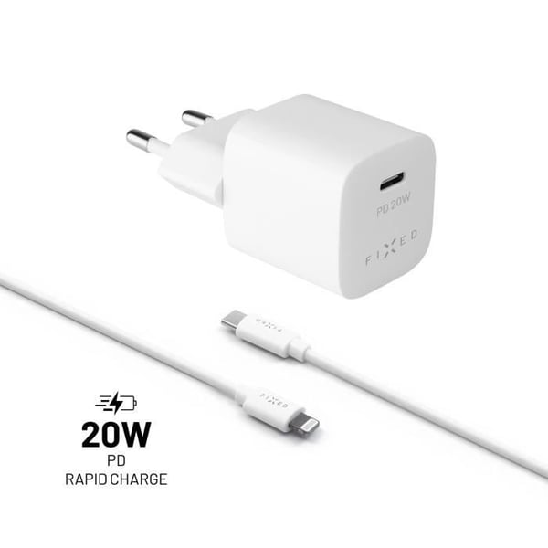 Laddare Mini - FIXED - USB-C - 20W - 1 meter - MFI - Vit