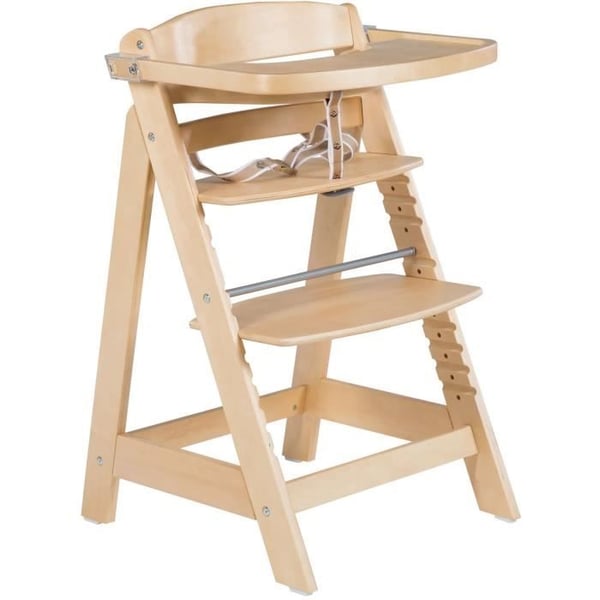 Utvecklingsbar hög stol - ROBA - SIT UP CLICK & FUN - Avtagbar matplatta - Justerbar höjd - Upp till 70 Kg - Naturligt trä