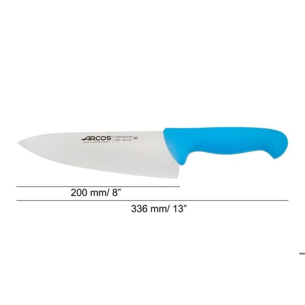 Kockkniv - ARCOS - Prof 290723 - Nitrum rostfritt stål - Blå polypropenhandtag - 20 cm