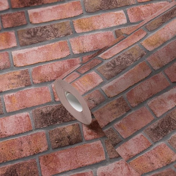 Non-woven tapeter - röd - stenimitation - Mönstrade tapeter - Elements II - A.S
