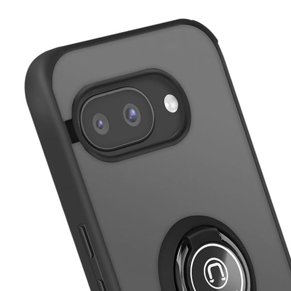 Fodral för Google Pixel 9a - AVIZAR - Stötabsorberande - Magnetisk ring - Transparent svart baksida - Mjuk