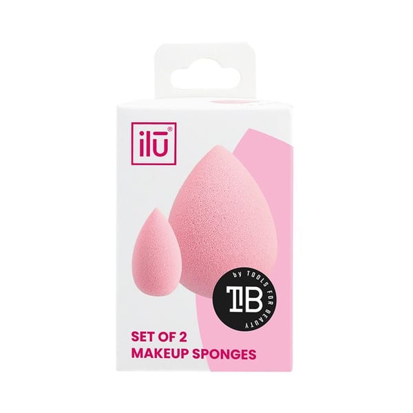 Sminksvamp - T4B ILU - Set med 2 - Rosa färg - För kosmetika och puder