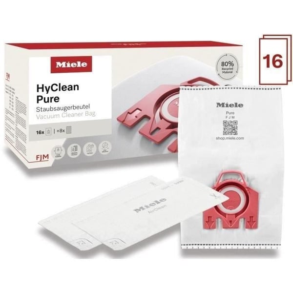 Förbrukningsvaror Dammsugare - MIELE - Pack XXL FJM HyClean Pure - 16 FJM-påsar, 80% återvunna material