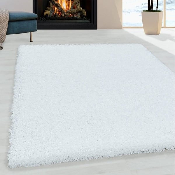 Shaggy matta - MELIS HOME - Enfärgad design - Vit - 160 cm (rund) - Lugg 30 mm Shaggy matta - MELIS HOME - Enfärgad design - Vit - 160 cm (rund) - Lugg 30 mm