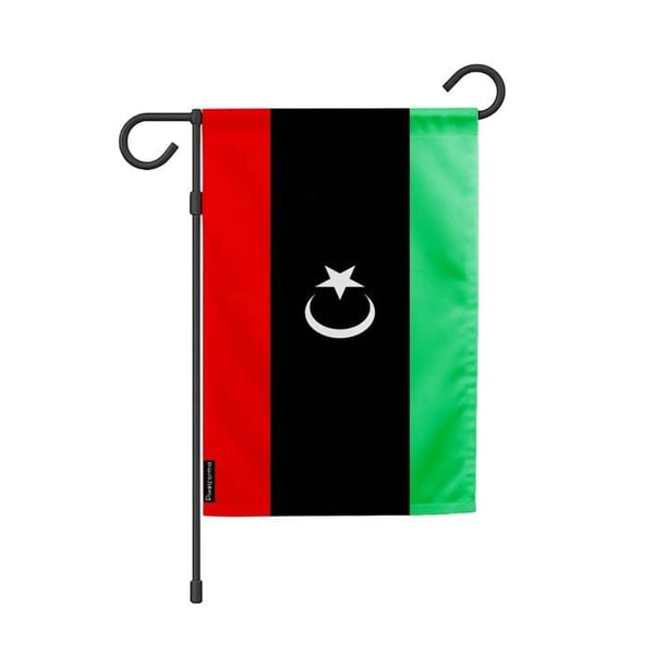 Flagga Trädgård Libyen – 32 x 47.5 cm – Hållbar Polyester – Vertikal Format – Utomhus – Pixelforma