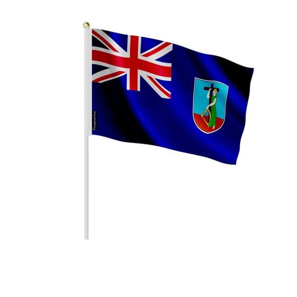 Minitflags-set – Montserrat – 14 x 21 cm – Att Hålla i Hand – Polyester - 50 stycken – Pixelforma