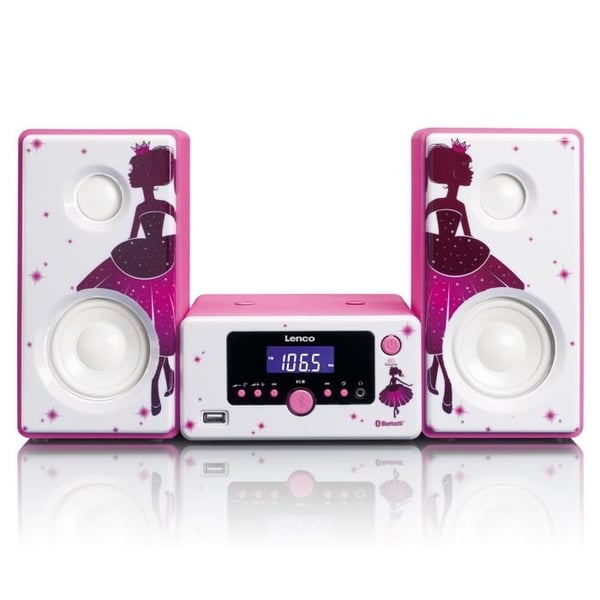 Lenco MC-020 Princess - Mini-stereo med FM-radio, Bluetooth®, USB och AUX-ingång - Prinsessa