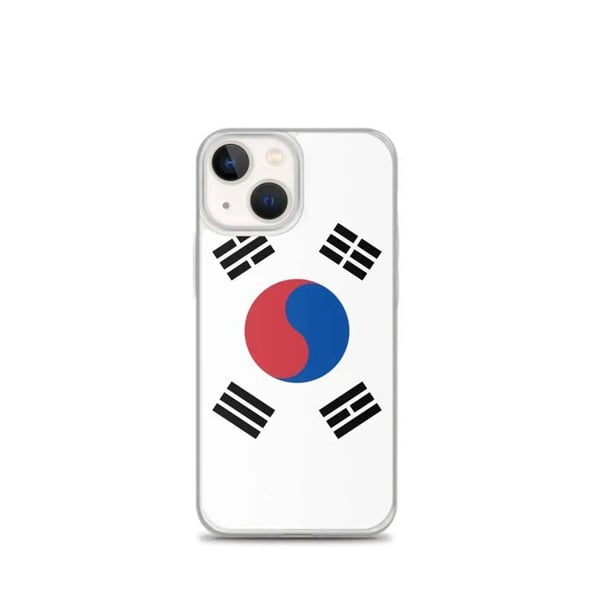 Mobilskal – Sydkoreas flagga – Kompatibel med iPhone 13 mini – Mjukt fodral – Slitstarkt och stöttåligt – Pixelforma