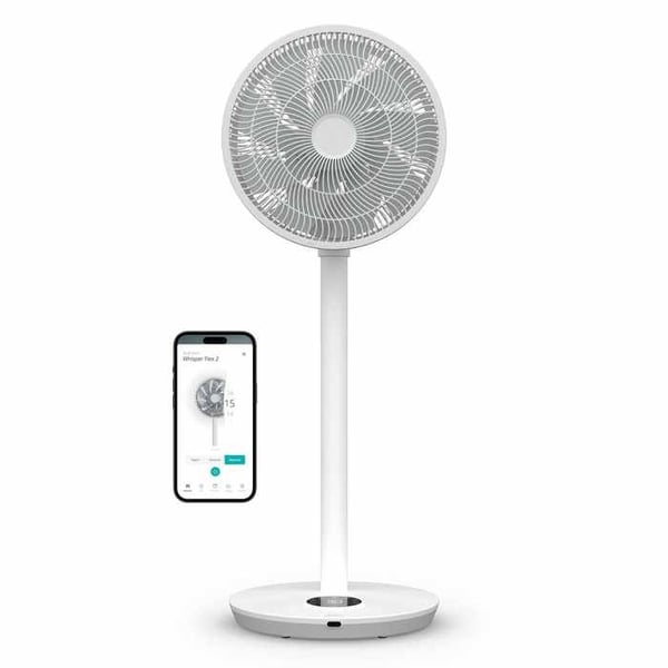 Duux Whisper Flex 2 – Smart fläkt 13 dB, nattläge, timer, 2W eco, 54–92 cm, app & fjärrkontroll – Vit