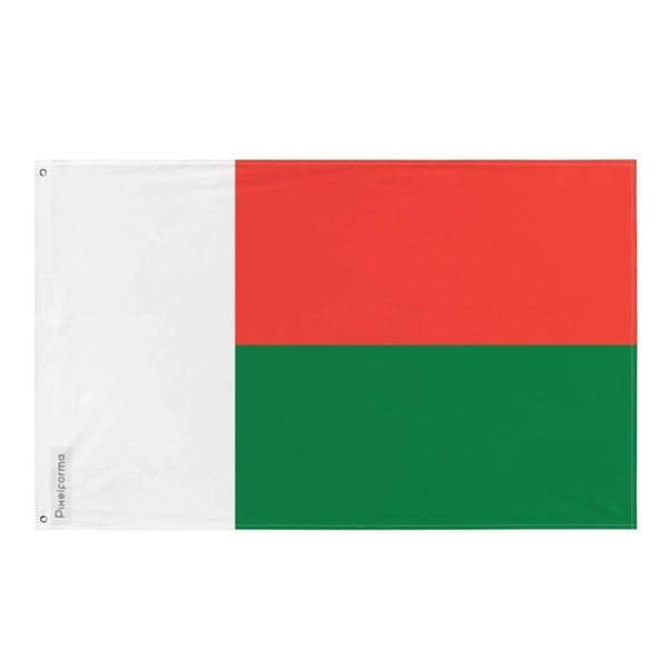 Madagaskars flagga – 128 x 192 cm – Hållbar polyester – 2 metalöljetter – Inomhus-/Utomhusbruk – Pixelforma