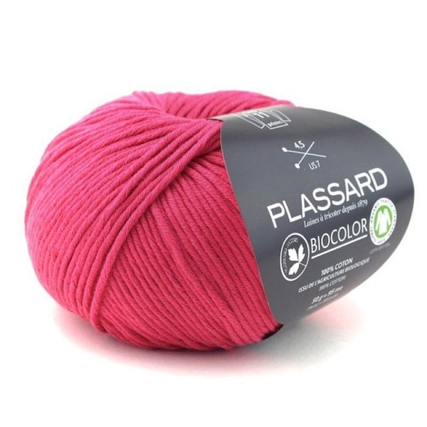 Plassard - Sommartråd att sticka BioColor 34 Fuchsia rosa 100% ekologisk bomull