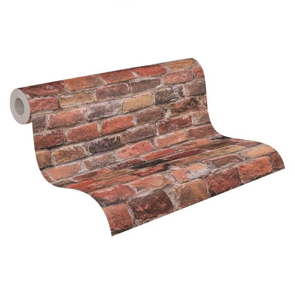Non-woven tapeter - röd - stenimitation - Mönstrade tapeter - Elements II - A.S