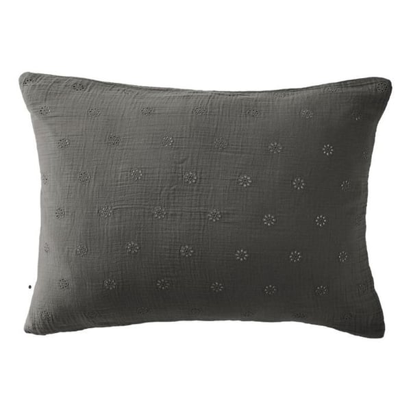 Broderad Kudde "Gaïa Boho" 60 x 60 cm & 50 x 70 cm "Bomullsgaze" - Gaïa Boho Granit - 50 x 70 cm
