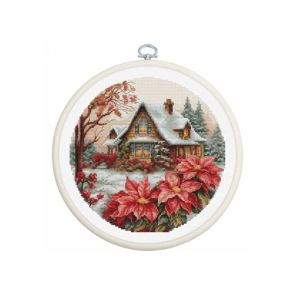 Kit för korsstygn Luca-S "Hus i skogen" 17×17 cm – Aida 16ct, 44 färger