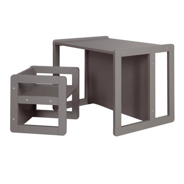 ROBA Ensemble Bord och Stolar Reversibel för Barn - Konvertibel till Bänk och Pallar - 3 Olika Höjder - Antracit Trä