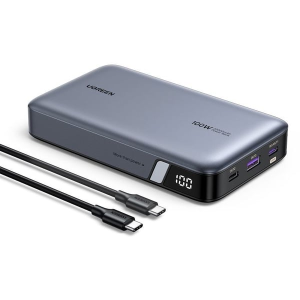 Extern batteri - UGREEN - 20,000 mAh - 100W - Version 2 - Grå
