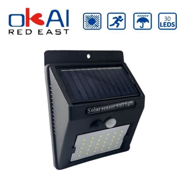 Utomhusgatubelysning, 20 eller 30-100 LED solcellslampa med människokroppssensor, utomhusbelysning, ljusstyrka - 1 st 30LED