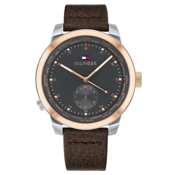 Tommy Hilfiger - Analog klocka för herr med kvartsurverk i läder 1791554