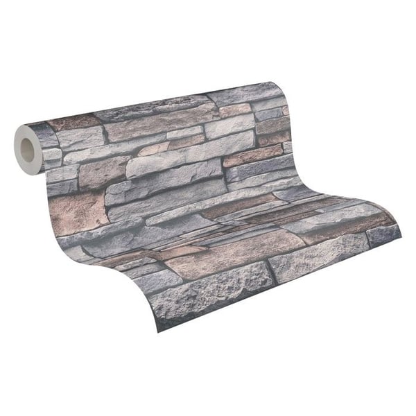 Non-woven tapeter - grå - stenimitation - Mönstrade tapeter - Elements II - A.S Création