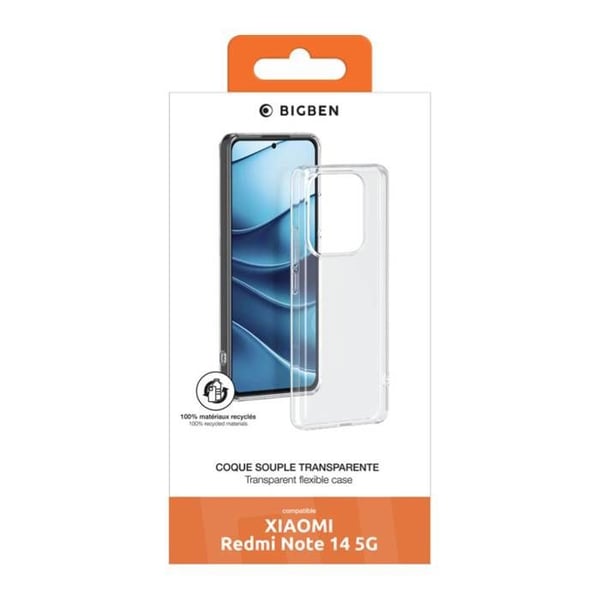 Bakskydd - BigBen - Xiaomi Redmi Note 14 5G - Flexibelt - Transparent - Stötdämpande